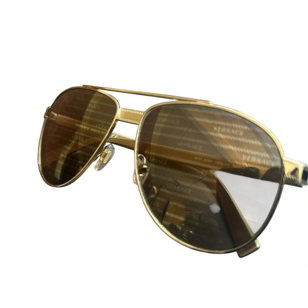 Versace Men’s Beige Metal Aviator VE2209 Sunglasses 1252/V3